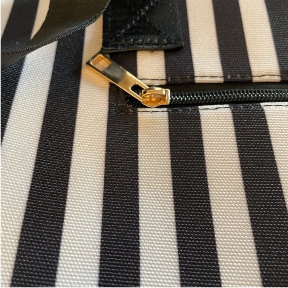 Alice + Olivia Positano Black White Striped Women's Duffle Bag - Picture 9 of 11